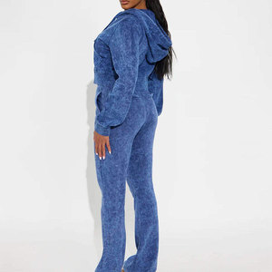 Ensemble survêtement hiver personnalisé avec logo, coupe courte, effet délavé, fermeture éclair intégrale, sweat à capuche et pantalon de jogging surdimensionnés, par Star Crystal Enterprises - Product Image 4
