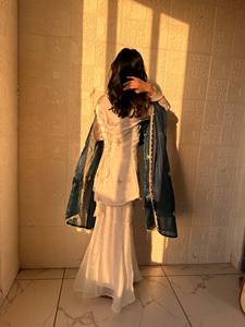 Ensemble de costume Sharara Palazzo en soie avec dupatta brodée, Salwar Kameez pour femmes, tenue de fête et de mariage - Product Image 3