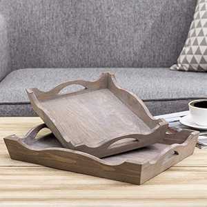 Plateau de service carré en bois fait main, durable, finition polie, thème ange, style moderne, décoration de table pour la maison - Product Image 1