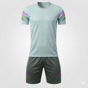 Conjunto de Uniforme de Fútbol para Hombre, Corte Atlético, Estampado en Degradado de Color, Cuello Redondo, Manga Corta, Malla de Poliéster, Absorbe la Humedad - Product Image 5