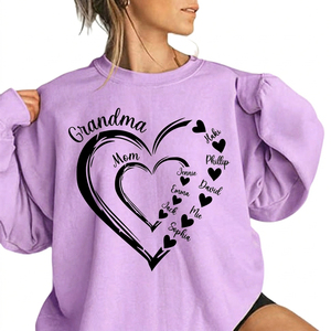 Sudadera Personalizada para Mamá o Abuela con Gráfico de Corazón, Cuello Redondo, Manga Larga, Tejido de Algodón, Talla Grande - Product Image 3