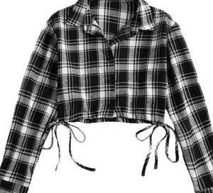 Camisa Corta a Cuadros Azul para Mujer, Manga Larga, Cierre de Botones, Estilo Casual con Bolsillos, Corte Regular, para Todas las Temporadas, Camisa de Franela Tejida - Product Image 5