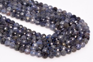 Cuentas de Iolita de Color Profundo, Piedras Preciosas Naturales Genuinas, Cuentas Sueltas Redondas Facetadas, Lote a Granel de 15.5 Pulgadas y 7.5 Pulgadas, Venta al Por Mayor - Product Image 5