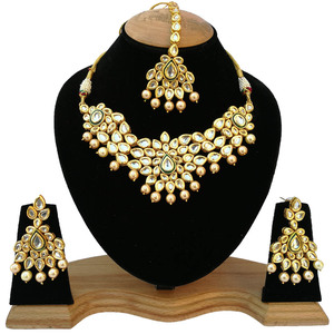 Collier choker indien classique pour femme, pour mariage, fiançailles, anniversaire, fête, vert, cristal traditionnel, Kundan, fausse perle, alliage d'or, cadeau - Product Image 1