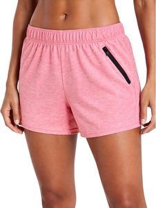 Shorts pour femmes 2026 en gros – Short uni en maille avec taille élastique, poche zippée, respirant, coupe sportive, taille mi-haute, style classique - Product Image 2