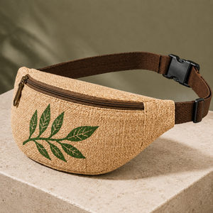 HINDVANTA GLOBAL Sac banane unisexe en jute écologique et durable, sacoche de ceinture zippée en forme de baril, multi-capacités - Product Image 6