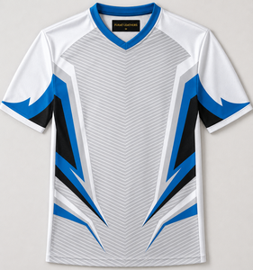 เสื้อกอล์ฟแขนสั้นคอวีผู้ชาย FURAT สีทูโทน สปอร์ต สีฟ้าอ่อน-ดำ ระบายอากาศได้ดี แห้งเร็ว พิมพ์ลายดิจิตอล ผ้าถัก - Product Image 6