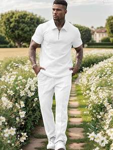 Ensemble de survêtements pour hommes, ensemble de survêtements 2 pièces, sweat-shirt à manches courtes décontracté et pantalon de jogging ample - Product Image 3