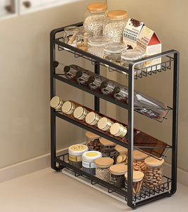 OEM/ODM Vietnam Customizable 4-Layer Metal <b>Kitchen</b> Organizer Spice Rack Large Capacity Sauce Storage Holder - Product Image 4