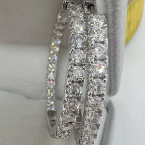 Boucles d'oreilles créoles Moissanite Inside Out en argent sterling pour femme, bijoux de luxe tendance, boucles d'oreilles statement - Product Image 1