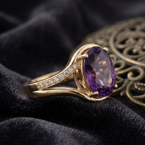 Best Selling Oval Blue Amethyst 925 Sterling Silver 18K Gold Plated <b>Ring</b> US 6 7g Trendy Wholesale Top Product - Product Image 2