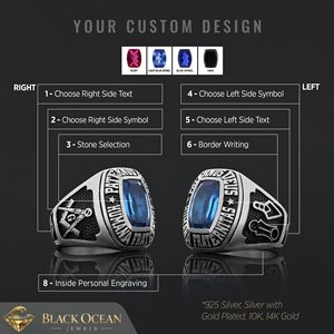 แหวนเมสัน BOJ รุ่น 038 แหวนเงินประดับเพชรแบบปรับแต่งได้ สำหรับรับปริญญา มหาวิทยาลัย  สำหรับทั้งชายและหญิง ของขวัญสำหรับงานปาร์ตี้ ราคาประหยัด - Product Image 3