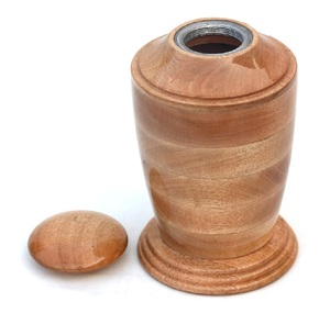 Classic cylinder shape wooden cremation urn handcrafted memorial vessel smooth polished wood urn <b>tall</b> round body funeral urn - Product Image 6