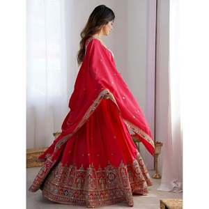 Magnetic Pink Crepe Silk Designer Lehenga Choli for <b>Wedding</b> - Product Image 3