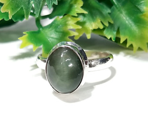 Natural <b>Cat's</b> Eye <b>Ring</b>, 925 Sterling Silver <b>Ring</b>, Green <b>Cat</b> Eye Gemstone <b>Ring</b>, Handmade Statement <b>Ring</b>, Gift for Women - Product Image 4