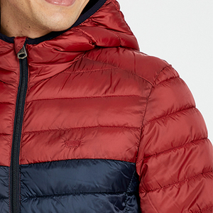 Men's Solid Color Blocking Canvas Puffer <b>Jacket</b> <b>Red</b> Navy Winter Casual Zipper Closure <b>Waterproof</b> Windproof - Product Image 6
