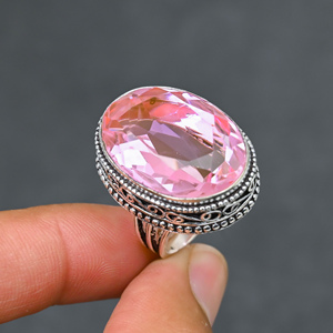 Magnifique bague en pierre précieuse Kunzite rose moderne, très tendance, en argent sterling 925 massif, bijoux faits à la main, vente en gros, prix d'usine - Product Image 4