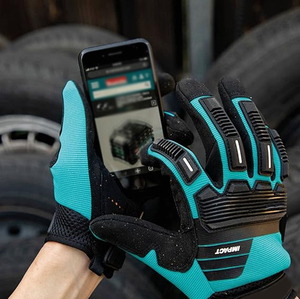 Impact Tactical Gloves Black Teal Wrist <b>Length</b> Durable Polyester Sports Use - Product Image 3