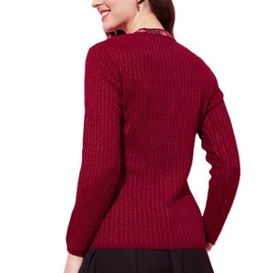 Women's V-Neck Floral Embroidery Knit <b>Cardigan</b> Full Sleeve Casual <b>Spring</b> 100% Acrylic Hand Knitted Open Stitch Sweater - Product Image 6