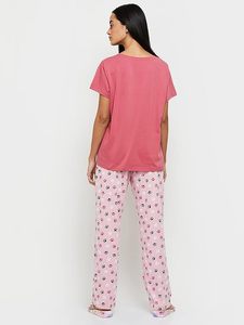 Women’s Daily Wear Cotton Printed Pajama Set Round Neck Half Sleeve Top & <b>Pyjama</b> Pants Nightwear - Product Image 2