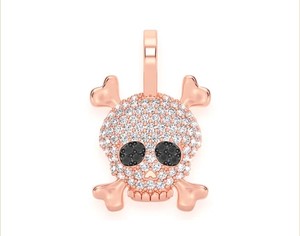 Colgante de Fiesta de Plata 925 con Baño de Rodio, Diseño de Calavera Pirata Esqueleto con Espadas y Moissanita, Personalizado, de Moda y con Gran Impacto - Product Image 5