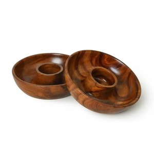 Wooden Serving <b>Platter</b> With Dip Cup Rustic Reusable Tableware For Chips And Dip - Product Image 4