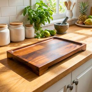 Bandeja de Servir de Madera de Paulownia Carbonizada, Tallada a Mano, de Tamaño Personalizado, para Té y Café - Product Image 5