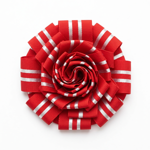 Ruban gros-grain rouge et argenté à rayures de 25 mm de Neelkamal Industries, ruban métallique côtelé pour accessoires de cheveux, projets de couture, emballage - Product Image 1