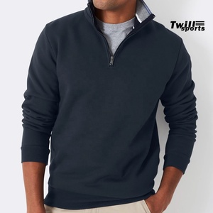 OEM Wholesale Men's Sweatshirt with Zip <b>Stand</b> Collar Latest Design Outer Winter Wear Plain Dyed From Pakistan - Product Image 3