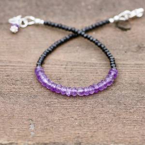 Natural Black Spinel Amethyst Bracelet Sterling Silver Handmade Gemstone Jewelry Gift For Women - Product Image 6