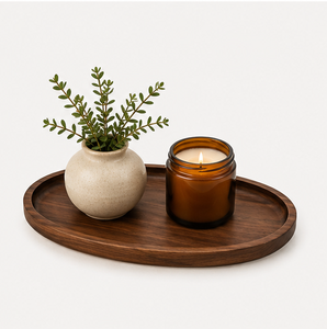 Handcrafted Premium <b>Walnut</b> Wood Serving Tray Durable Oval Decorative Platter For <b>Coffee</b> <b>Table</b> Bathroom Vanity Organizer On Sale - Product Image 4