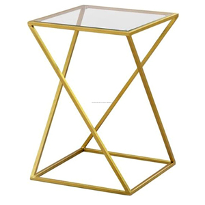 โต๊ะกลมสีทองทำรังด้านข้างแก้วสไตล์อาร์ตเดโคชั้นนำทำให้รูปลักษณ์ที่เข้าถึงได้ง่ายขึ้นในตารางทำรังเหล่านี้ - Product Image 4