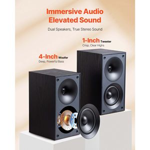 Altavoces Estéreo Pasivos de 300W para Estantería con Woofer de 4 Pulgadas y Tweeter de 1 Pulgada, Rejilla Desmontable, Respuesta de Frecuencia de 70Hz-20KH - Product Image 2