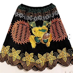 Jupe courte pour femmes, style polynésien hawaïen, îleuse, Pohnpei, 100% polyester, broderie unie, longueur genou - Product Image 5