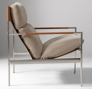 Fauteuil de salon moderne rembourré avec structure métallique, dossier solide, siège de détente, mobilier de maison, design mi-siècle - Product Image 4