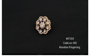 Bague de doigt Kundan plaquée or, bijoux en pierres colorées, bleu, rouge, vert, bague ethnique traditionnelle pour femmes - Product Image 3