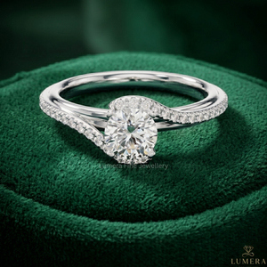 Anillo de Compromiso y Boda de Oro Blanco de 9K, 10K, 14K y 18K Personalizado, con Diamante Certificado por IGI, Corte Twist Pav, Chapado en Rodio, de Lujo para Mujer - Product Image 1