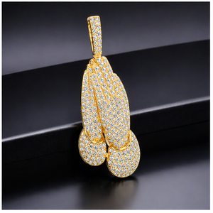 Collier de luxe chrétien avec pendentif mains de Jésus en prière, en argent 925 plaqué or, serti de moissanite et de diamants, cadeau, breloques personnalisées tendance - Product Image 6