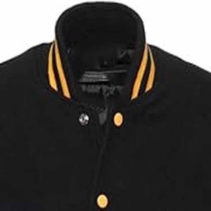Veste universitaire noire et or pour homme, manches en cuir PU, col rabattu, style décontracté, vêtement d'automne - Product Image 3