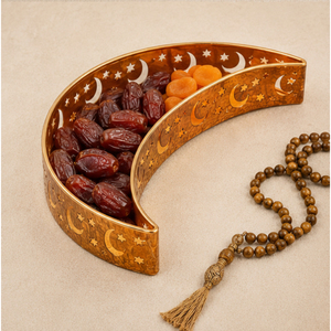 Bandeja de Servicio de Lujo Chapada en Oro con Diseño de Luna Creciente Hueca para Ramadán, Plato Decorativo Eid Mubarak, Exhibidor de Postres para Fiestas Islámicas - Product Image 6