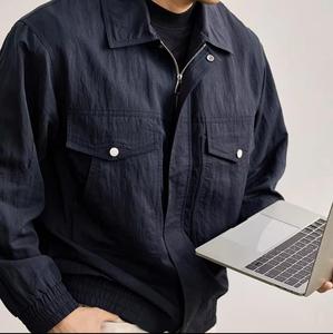 Men's Casual Slim Hooded Bomber <b>Jacket</b> <b>Denim</b> Washed Solid Color Windproof Polyester Autumn Wear - Product Image 6
