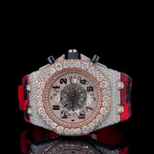 Reloj de Diamantes de Lujo Splendid Gift Jewelry, 28 mm, Analógico, Movimiento de Cuarzo ETA, para Hombre, Correa de Moissanita Plateada, Cristal de Zafiro - Product Image 1