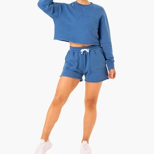 Shorts de sport vintage pour femmes en coton 100% de haute qualité, impression de logo personnalisée sur sérigraphie, respirant, couleur unie, confortable - Product Image 6