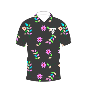 Polo à imprimé floral noir pour hommes, manches courtes, décontracté, mode été, t-shirt de golf - Product Image 1