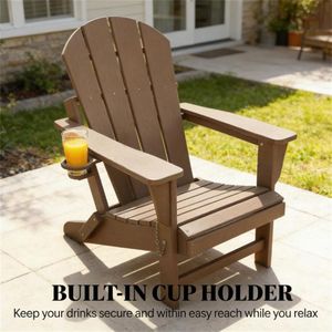 Set di 2 Sedie da Giardino Pieghevoli Marroni, Sedia da Cortile Pratica e Conveniente - Product Image 3