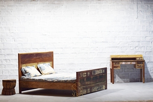 Rustic Solid Rosewood Contemporary Farmhouse <b>Bed</b> with Carved Headboard Eco-Friendly Durable Hotel Furniture for Bedroom Use - Product Image 4