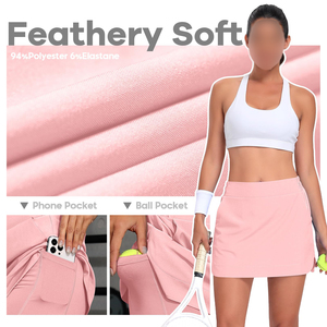 กระโปรงพลีทออกกำลังกายผ้าโพลีเอสเตอร์เนื้อนุ่มคุณภาพสูงสำหรับผู้หญิง ระบายอากาศได้ดี มีกระเป๋าใส่กางเกงในสำหรับเล่นเทนนิส/กอล์ฟ  รับสกรีนชื่อทีมสำหรับวิ่ง - Product Image 3