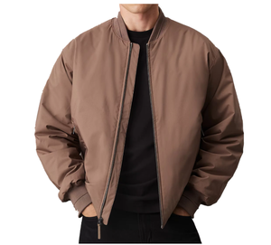 Custom <b>Mens</b> Canvas Waterproof Bomber Jacket Winter Thickened <b>Thermal</b> Coat Zip Front Casual Streetwear Embroidery Logo Outerwear - Product Image 5