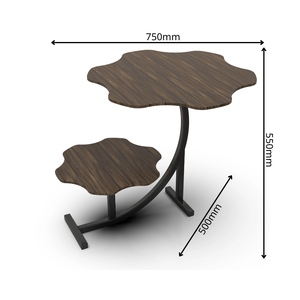 Contemporary Curved Metal Base End <b>Table</b> Metal <b>Top</b> Two Tier Modern Accent <b>Table</b> Home Furniture Living Room Bedroom <b>Decor</b> - Product Image 2
