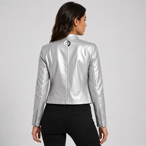 elegant woman <b>leather</b> <b>jacket</b> crafted for comfort modern style <b>long</b> lasting wear ideal for daily outfits and seasonal fashion - Product Image 3